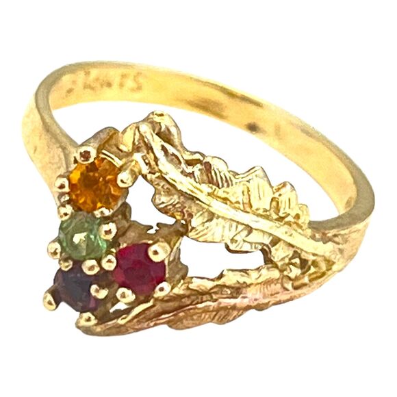 Vintage Ring Multicolored Crystals Cocktail Ring Gold Tone Estate Jewelry 5T - Picture 1 of 5